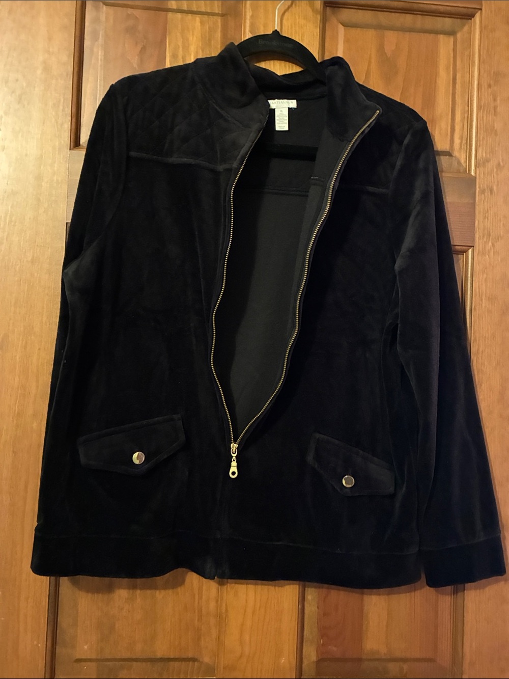 Charter Club Black Velour Zip-Front Jacket